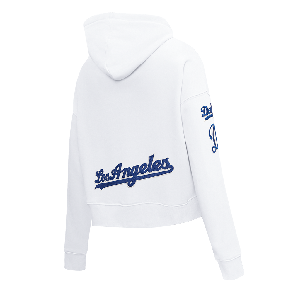 MLB LOS ANGELES DODGERS CLASSIC WOMEN S CROPPED PO HOODIE WHITE Pro Standard