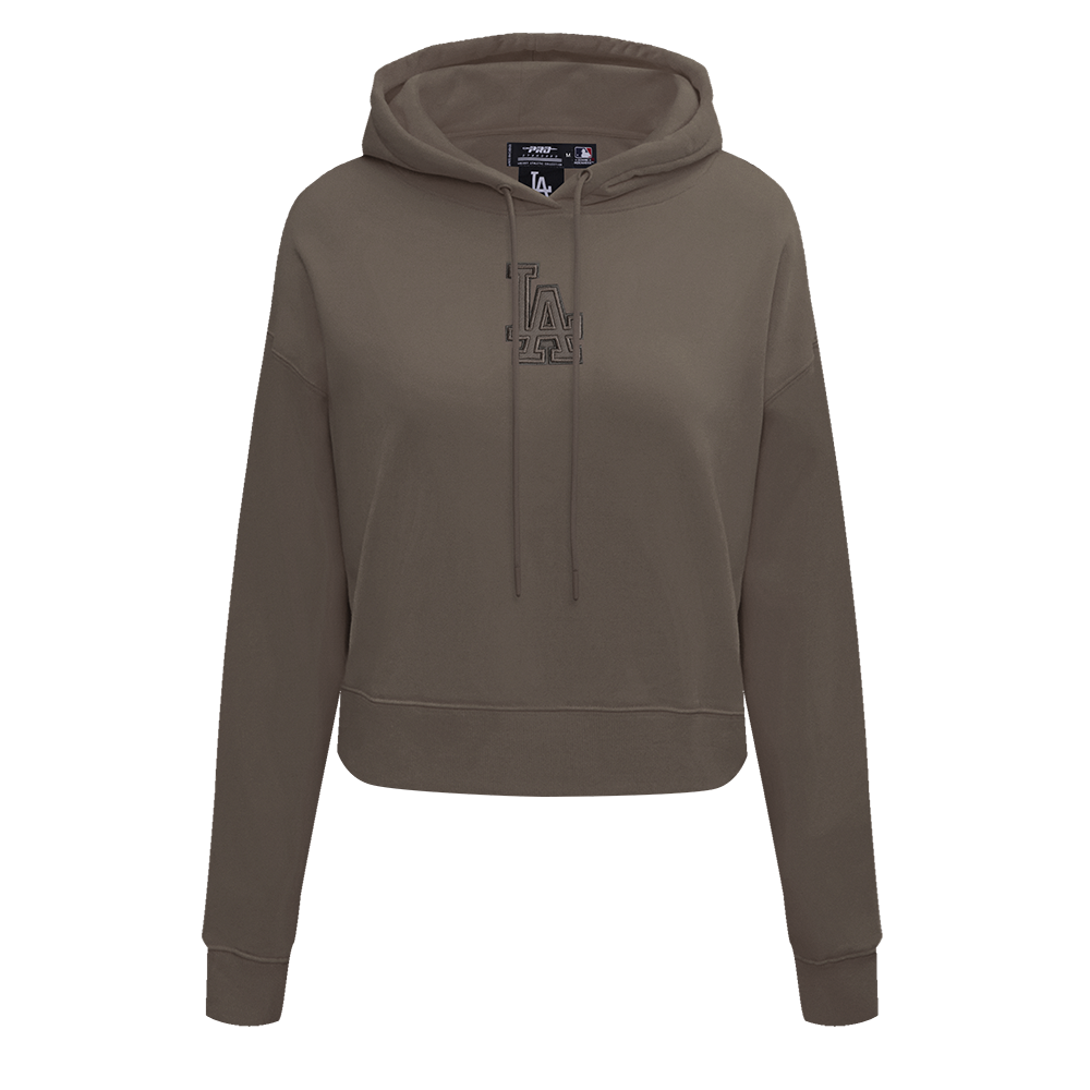 MLB LOS ANGELES DODGERS NEUTRAL CROPPED WOMEN'S PO HOODIE (DARK TAUPE)