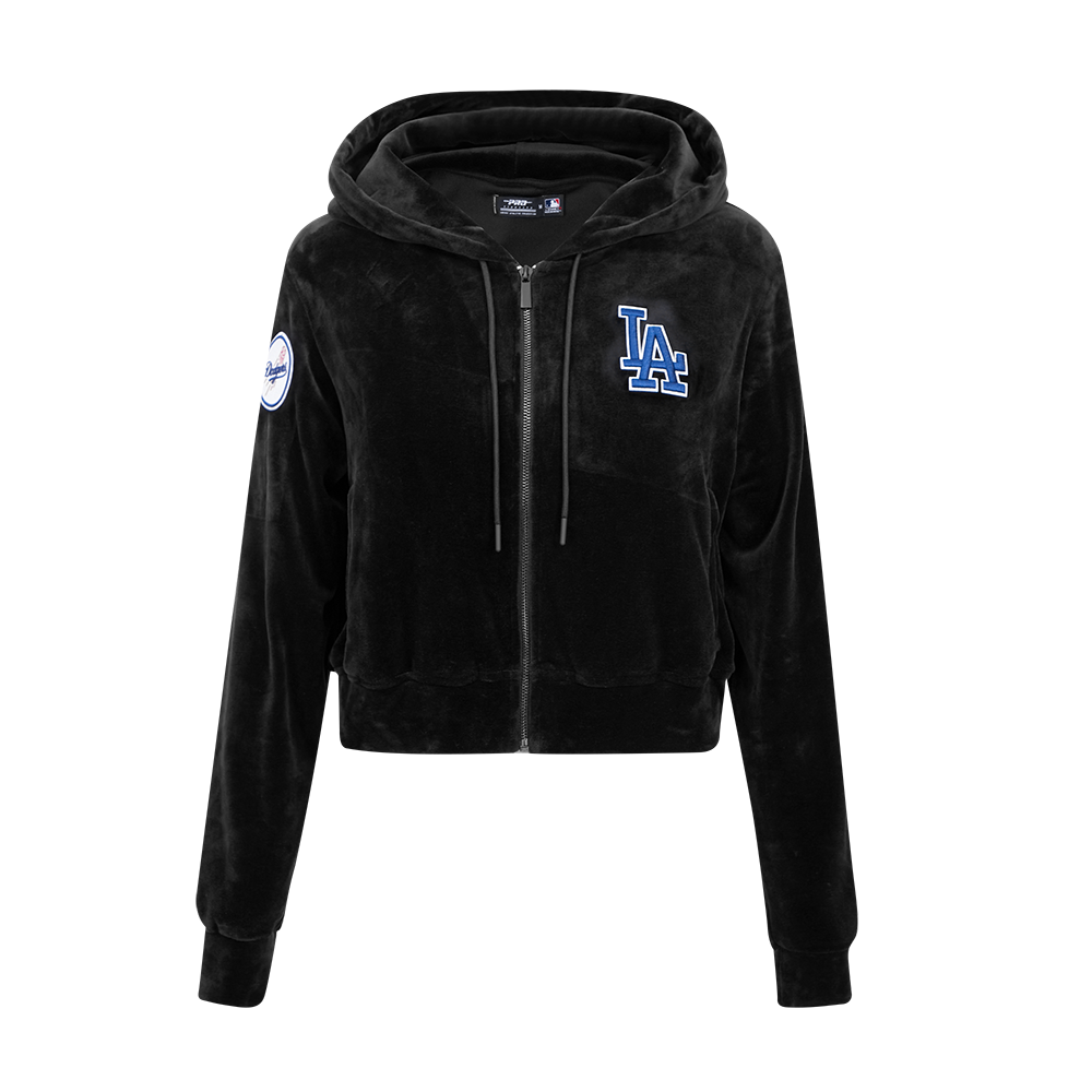 MLB LOS ANGELES DODGERS CLASSIC WOMEN S VELOUR FZ PO HOODIE BLACK Pro Standard