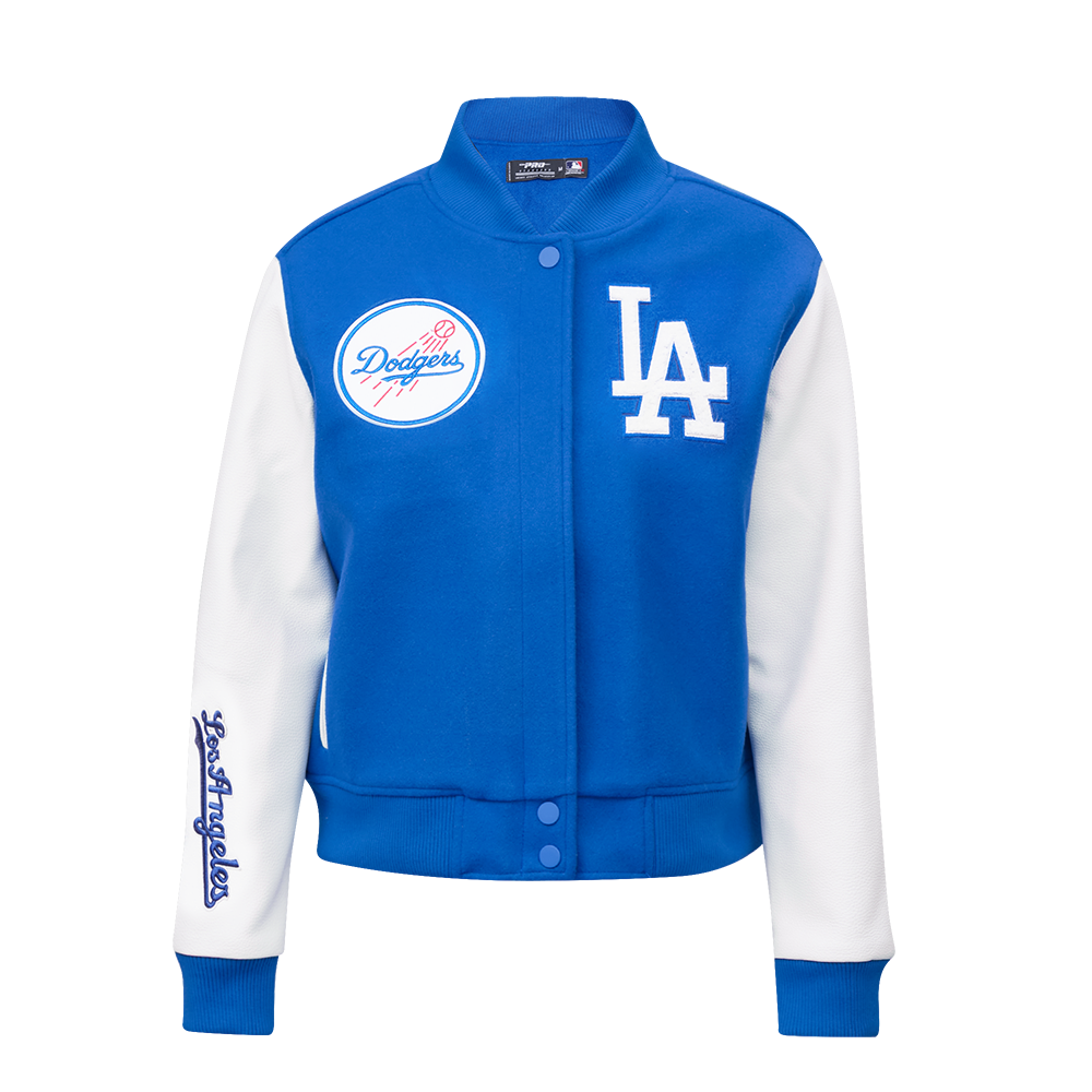 Dodgers Jacket, Satin Varsity White/Blue, S/M, Premium – Gameday by Vee