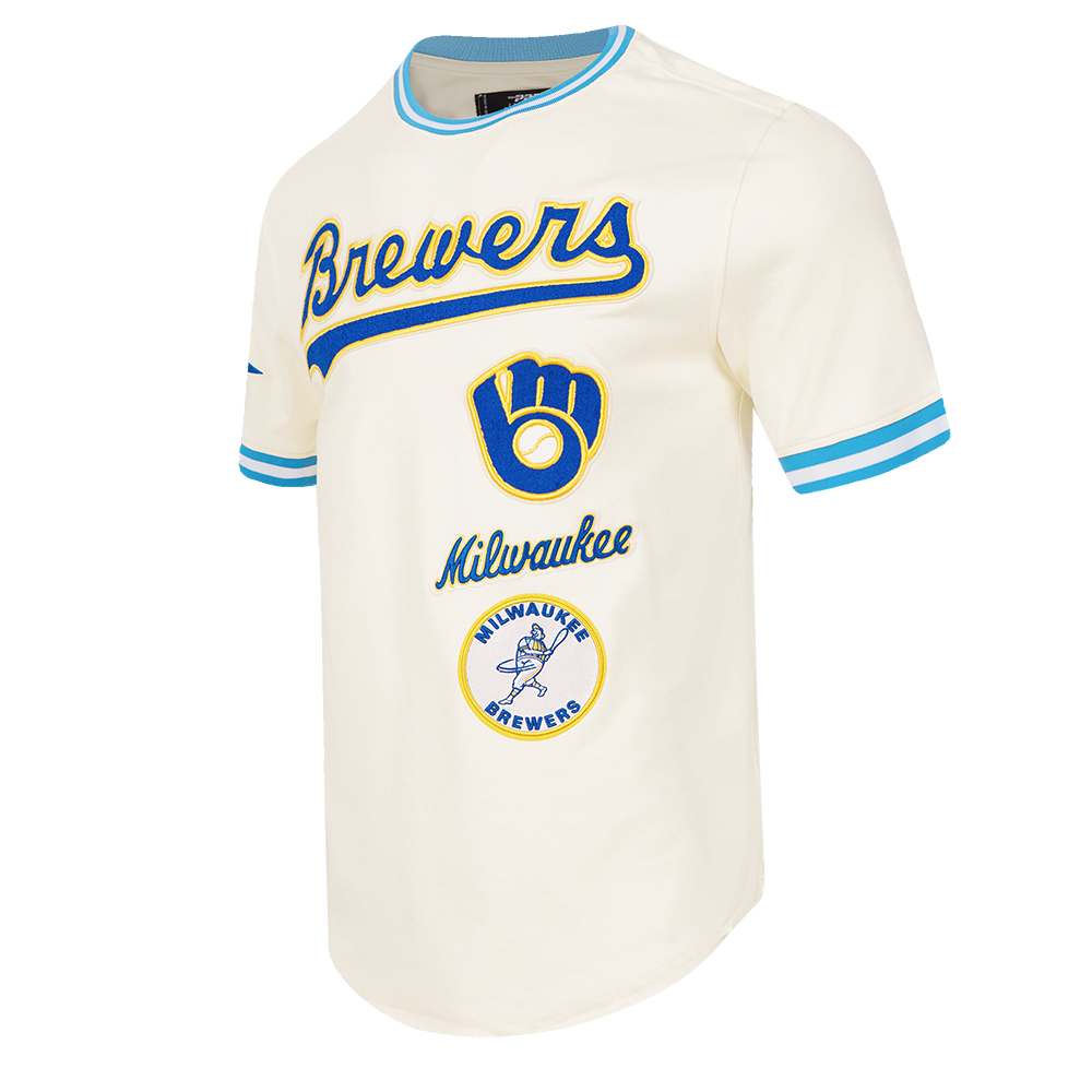 MLB MILWAUKEE BREWERS RETRO CLASSIC MEN S TOP EGGSHELL UNIVERSITY BL Pro Standard