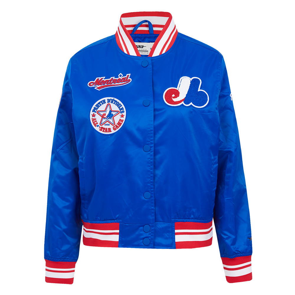 MLB MONTREAL EXPOS RETRO CLASSIC WOMEN'S RIB SATIN JACKET (ROYAL BLUE ...