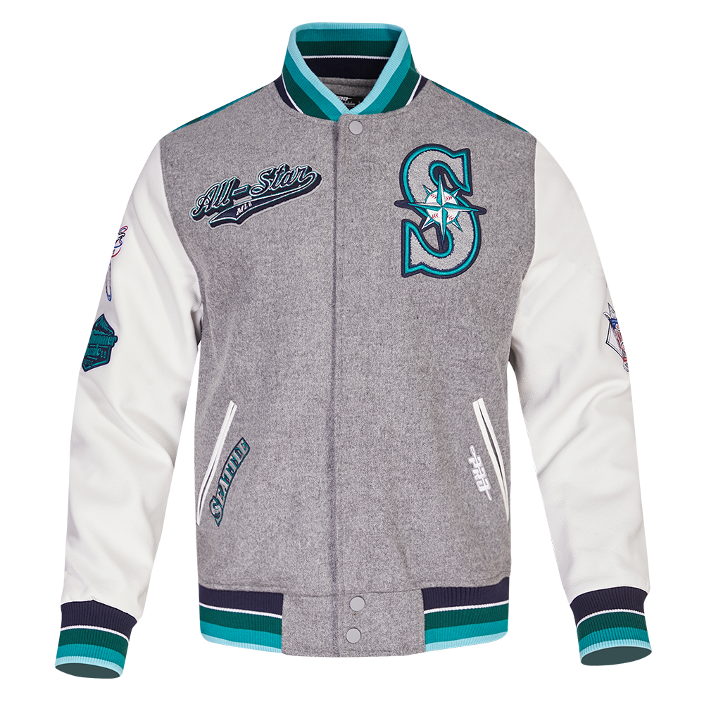 MLB ALL STAR 2023 RIB WOOL MEN S VARSITY JACKET HEATHER GREY WHITE