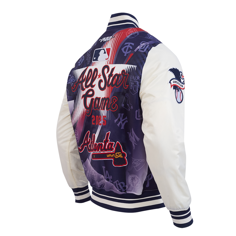 MLB ALL STAR 2025 MEN'S SUBLIMATED SATIN JACKET (EGGSHELL/ MIDNIGHT NAVY)