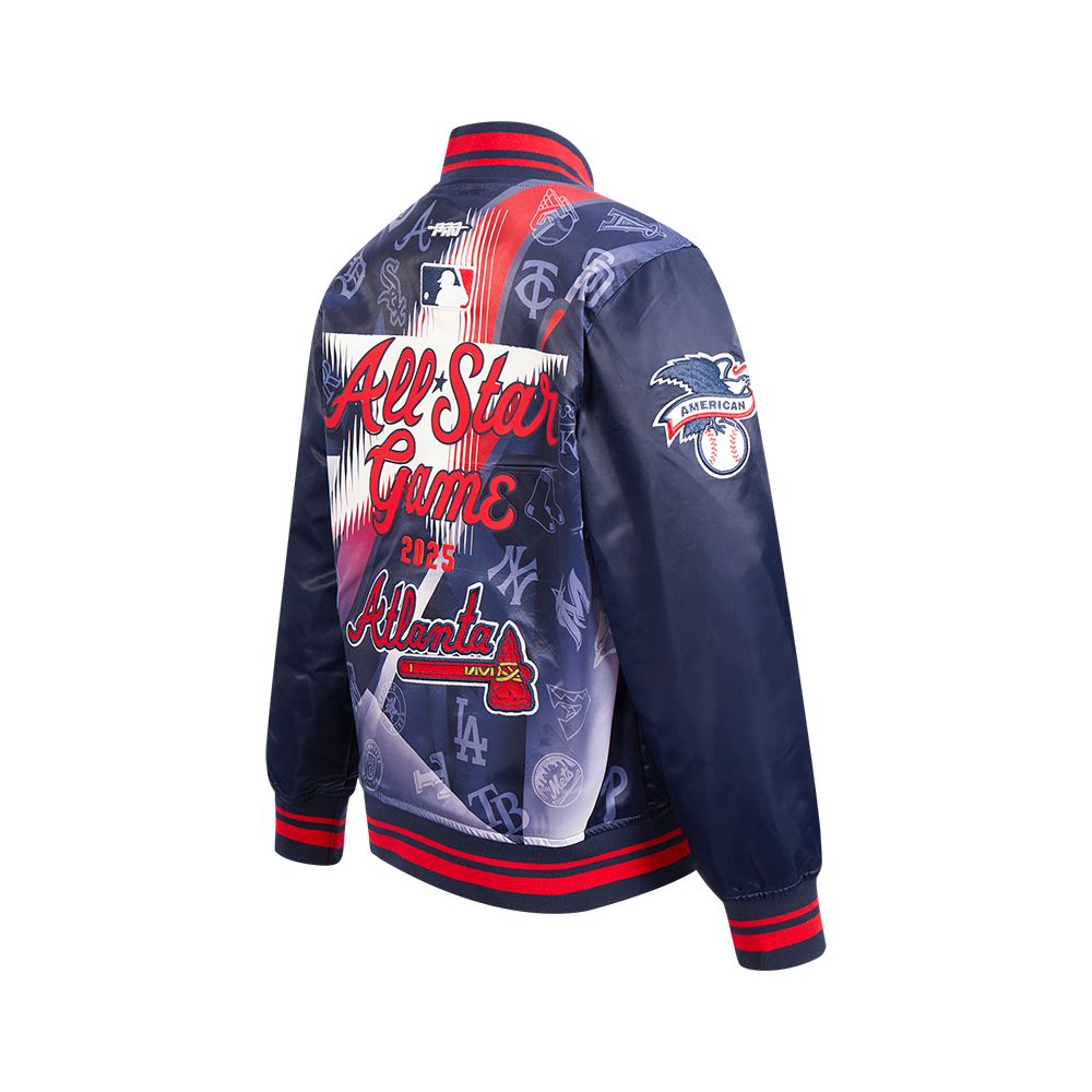 MLB ALL STAR 2025 BIG BOY'S SUBLIMATED SATIN JACKET (MIDNIGHT NAVY/RED/MIDNIGHT NAVY)