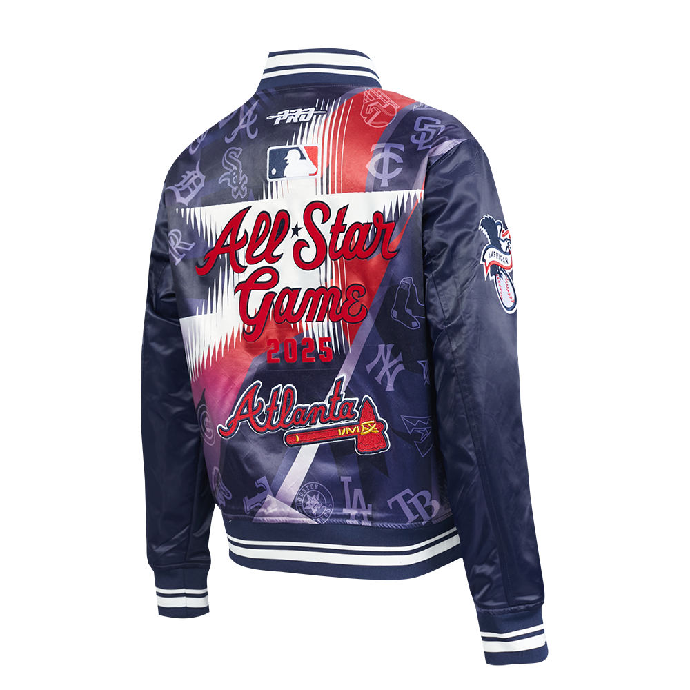 MLB ALL STAR 2025 WOMEN'S SUBLIMATED SATIN JACKET (MIDNIGHT NAVY/RED/MIDNIGHT NAVY)