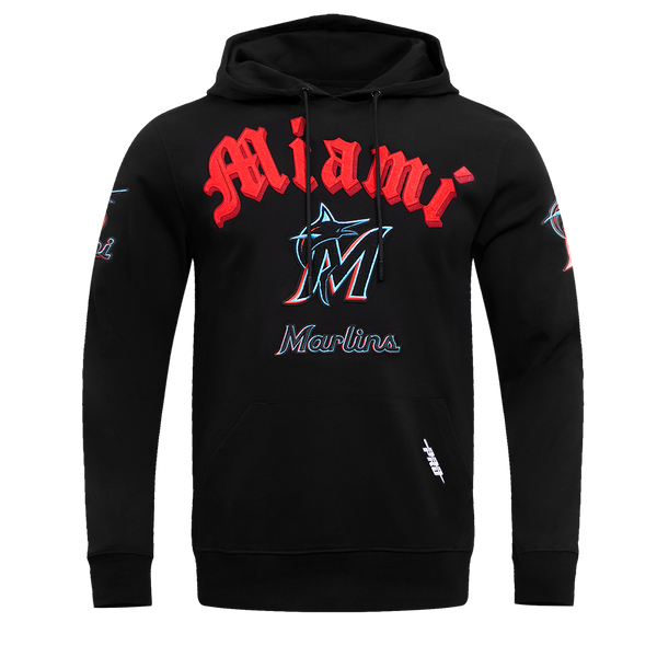 MLB MIAMI MARLINS OLD ENGLISH MEN S PO HOODIE BLACK Pro Standard