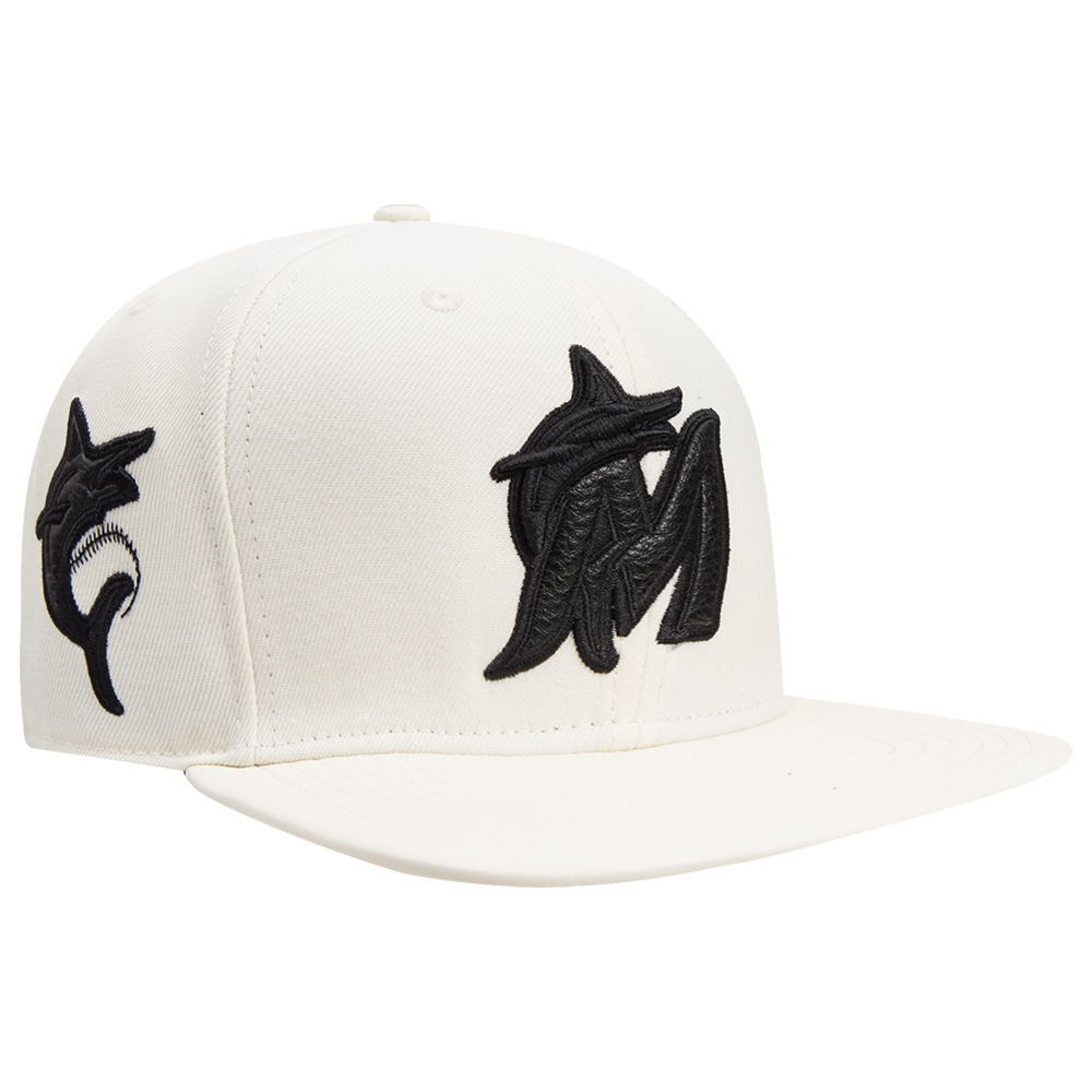 MLB MIAMI MARLINS TRIPLE TONAL PRIMARY LOGO STRAPBACK HAT (EGGSHELL)