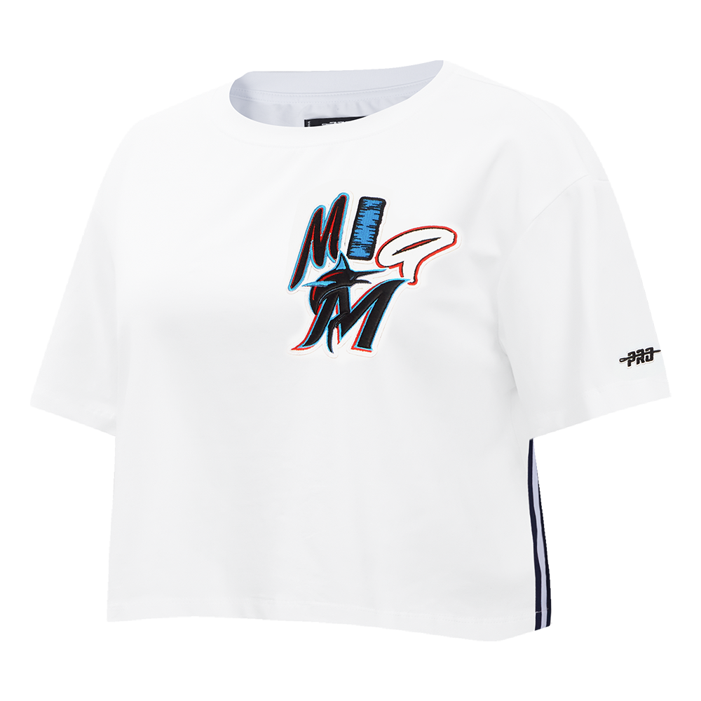 MLB MIAMI MARLINS CITY RANSOM WOMEN'S SJ BOXY TEE (WHITE)