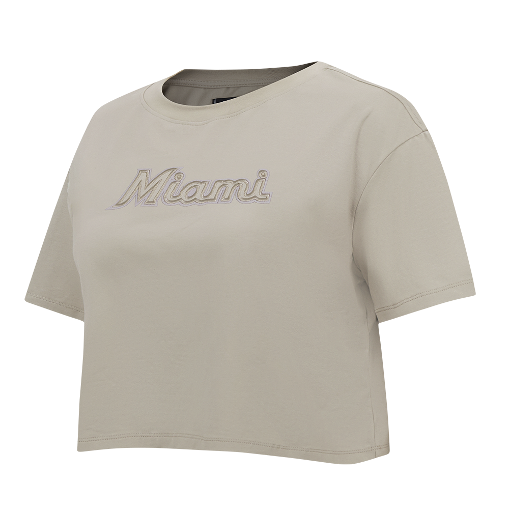 MLB MIAMI MARLINS NEUTRAL WOMEN'S BOXY TOP (TAUPE)