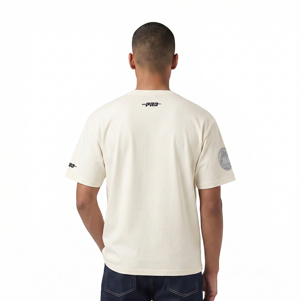 MLB NEW YORK METS REVERSE FRENCH TERRY MEN'S COTTON JERSEY DROP SHOULDER TOP (EGGSHELL)