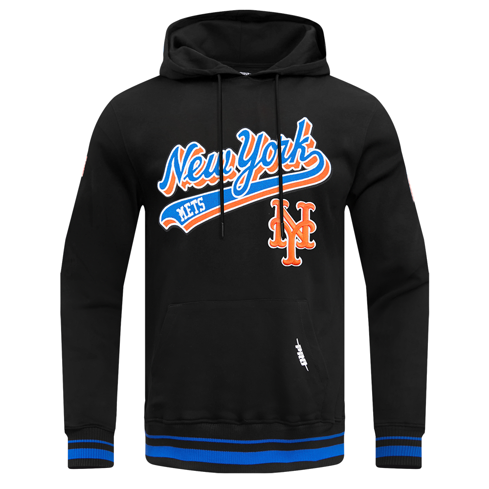 MLB NEW YORK METS SCRIPT TAIL MEN S RIB FLC PO HOODIE BLACK ROYAL BLU Pro Standard