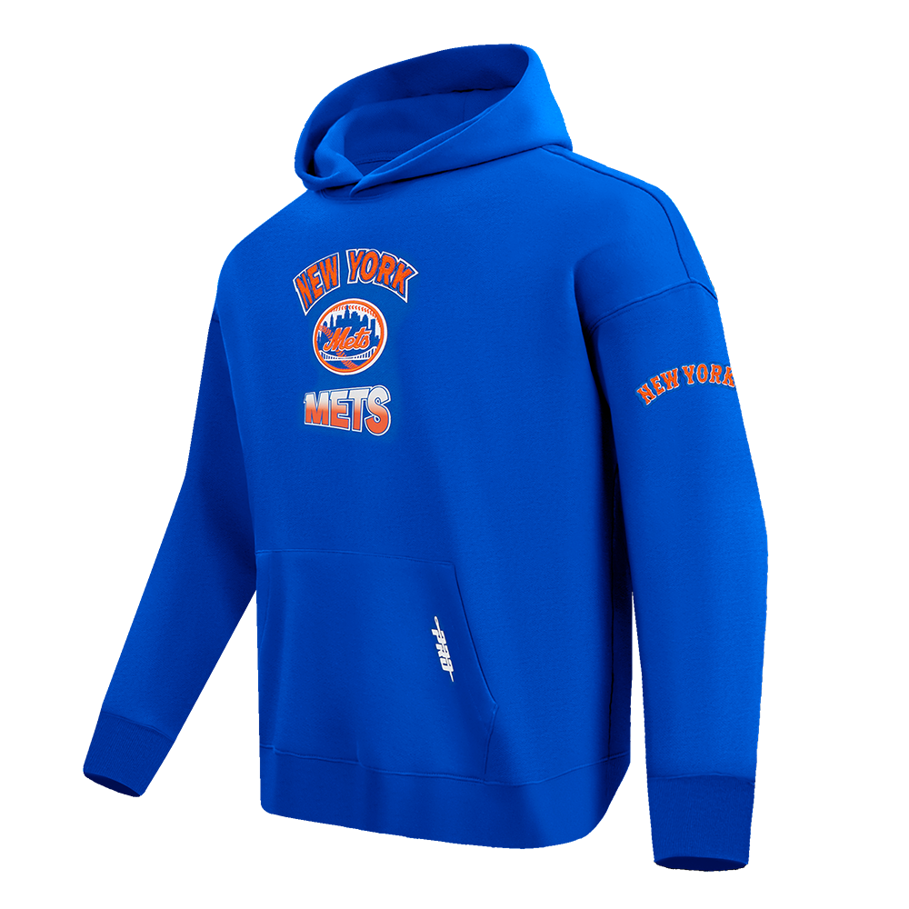 MLB NEW YORK METS TURN IT UP MEN'S DROP SHOULDER FLC PO HOODIE (ROYAL BLUE)