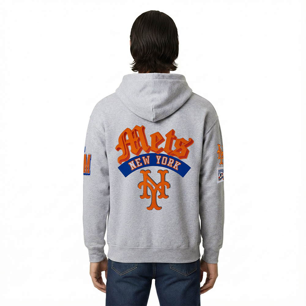MLB NEW YORK METS BEST OF MEN'S DROP SHOULDER FLC PO HOODIE (DARK HEATHER GRAY)