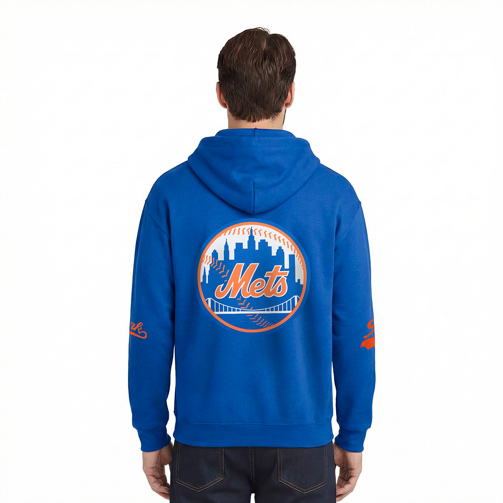 MLB NEW YORK METS LIVING LARGE MEN'S DROP SHOULDER FLC PO HOODIE (ROYAL BLUE)