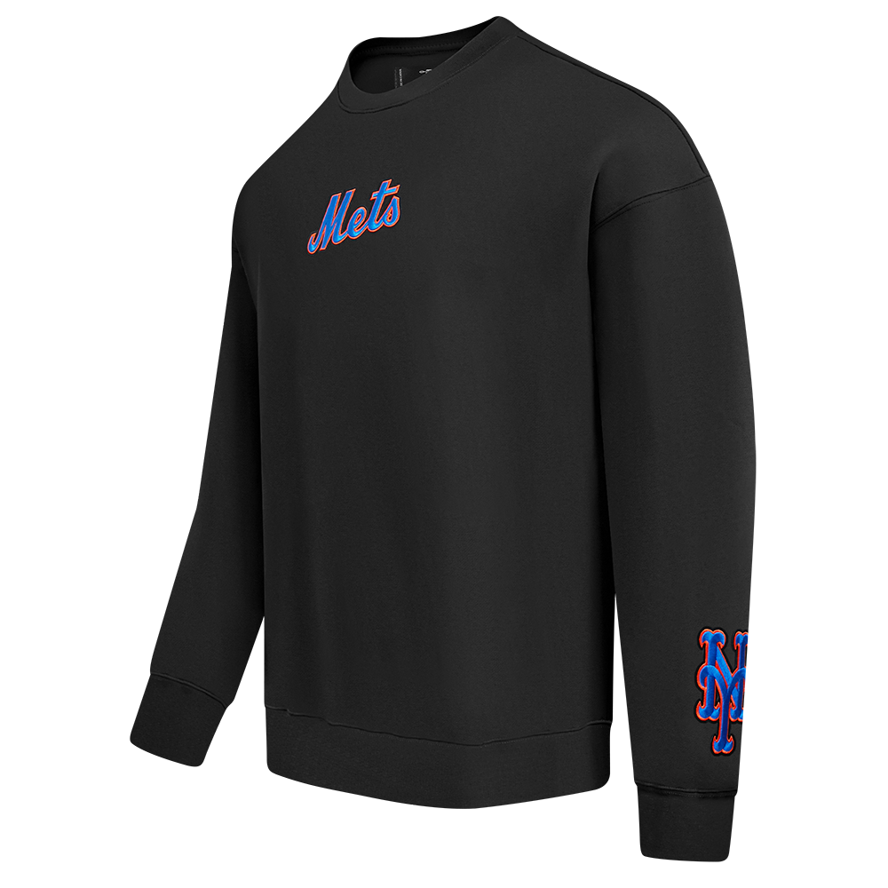 MLB NEW YORK METS WINGSPAN MEN'S DROP SHOULDER FLC CREWNECK (BLACK)