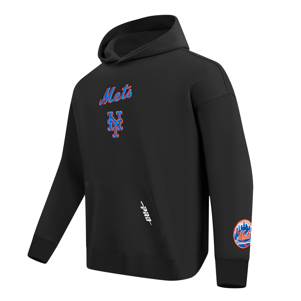 MLB NEW YORK METS WINGSPAN MEN'S DROP SHOULDER FLC PO HOODIE (BLACK)
