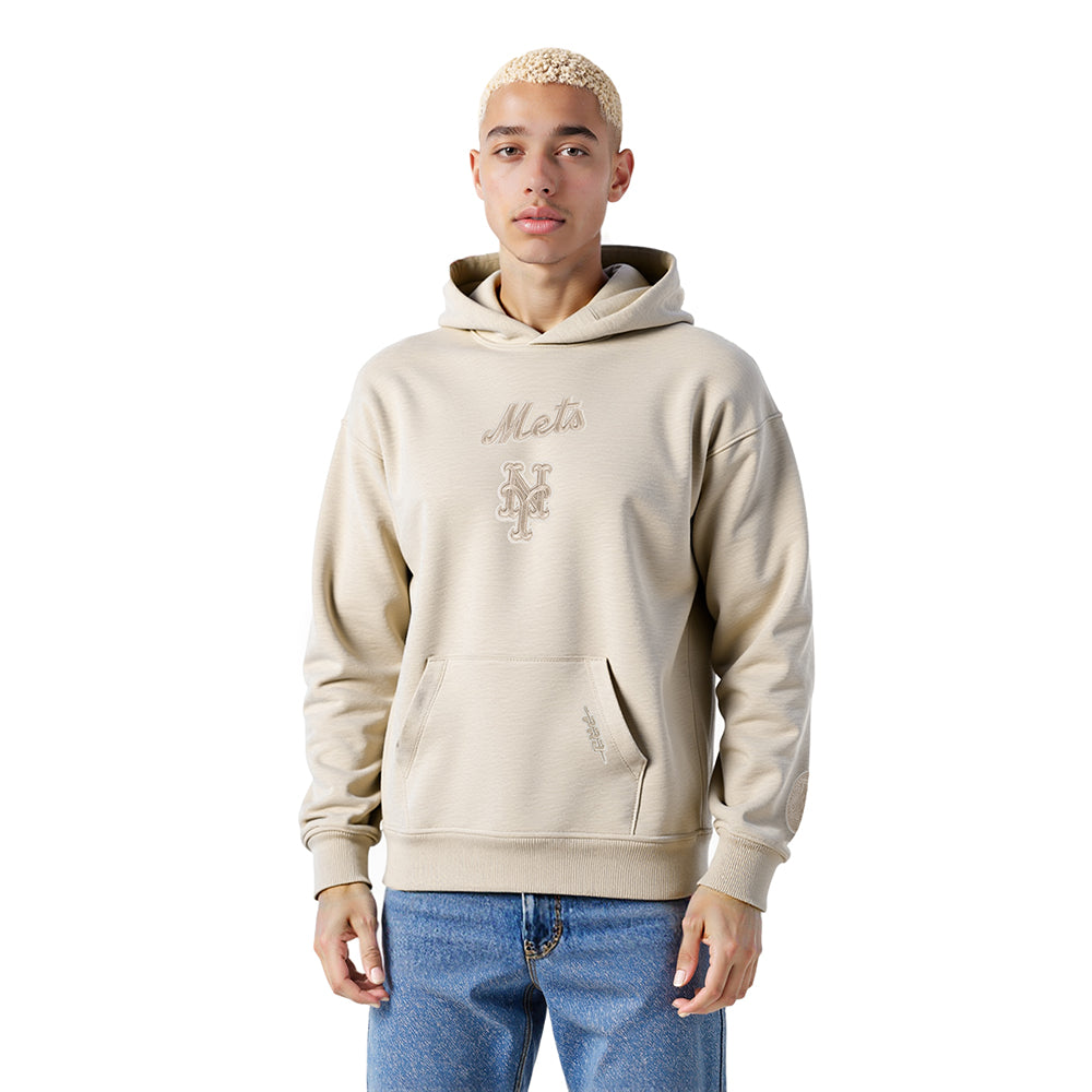 MLB NEW YORK METS WINGSPAN MEN'S DROP SHOULDER FLC PO HOODIE (TAUPE)