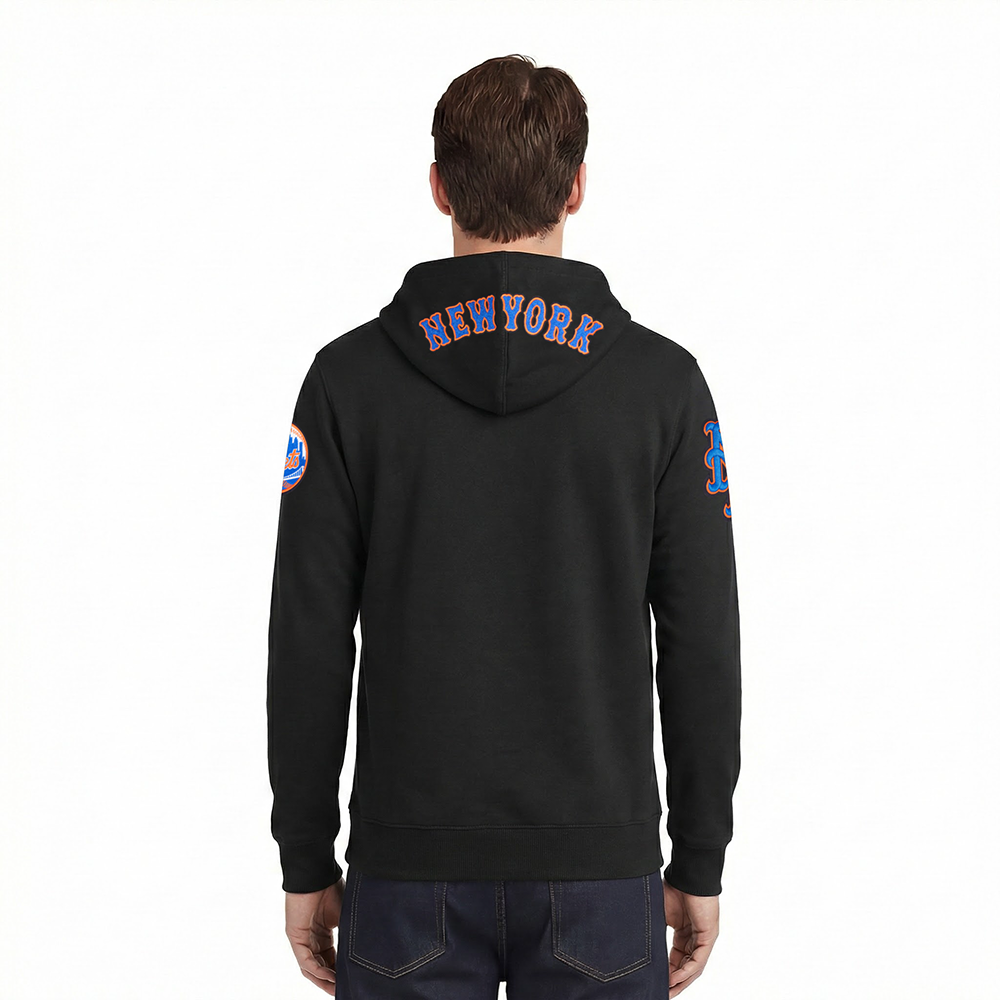MLB NEW YORK METS CLASSIC CHENILLE MEN'S DK PO HOODIE (BLACK)