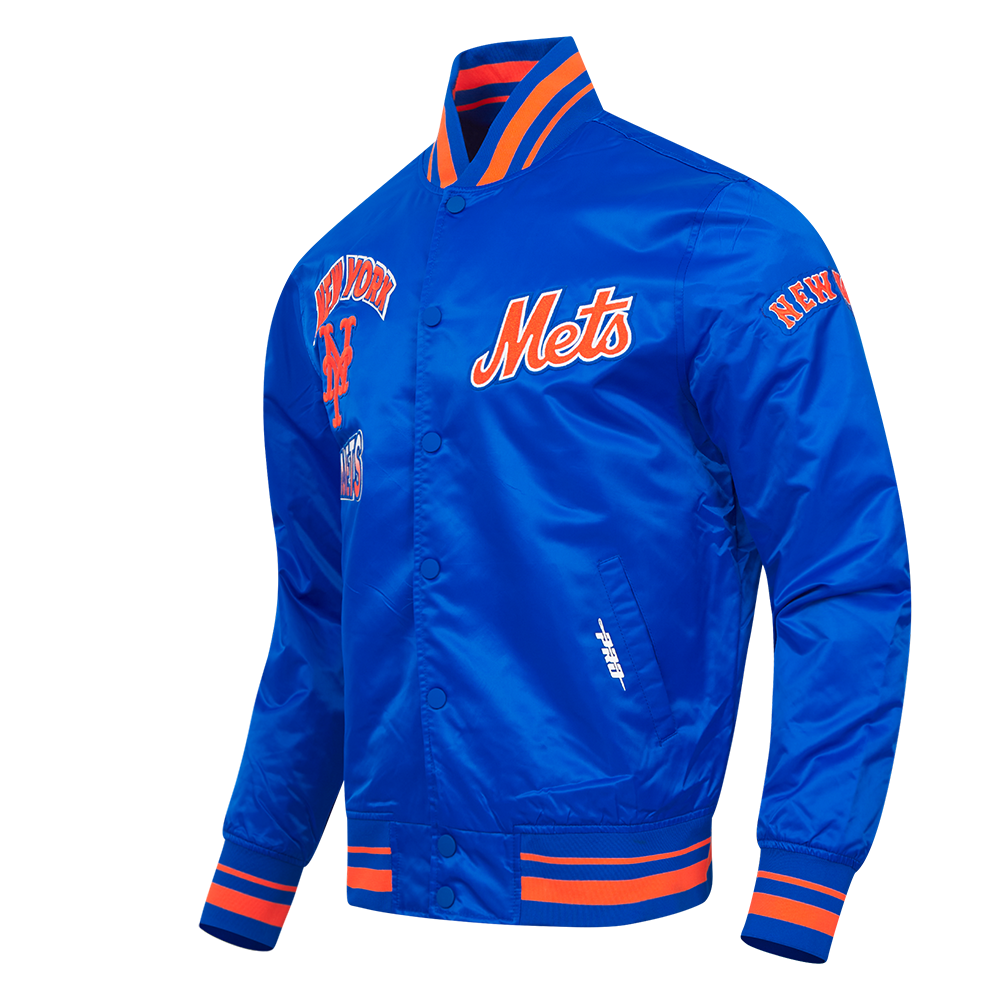 MLB NEW YORK METS TURN IT UP MEN'S RIB SATIN JACKET (ROYAL/ORANGE/ROYAL)