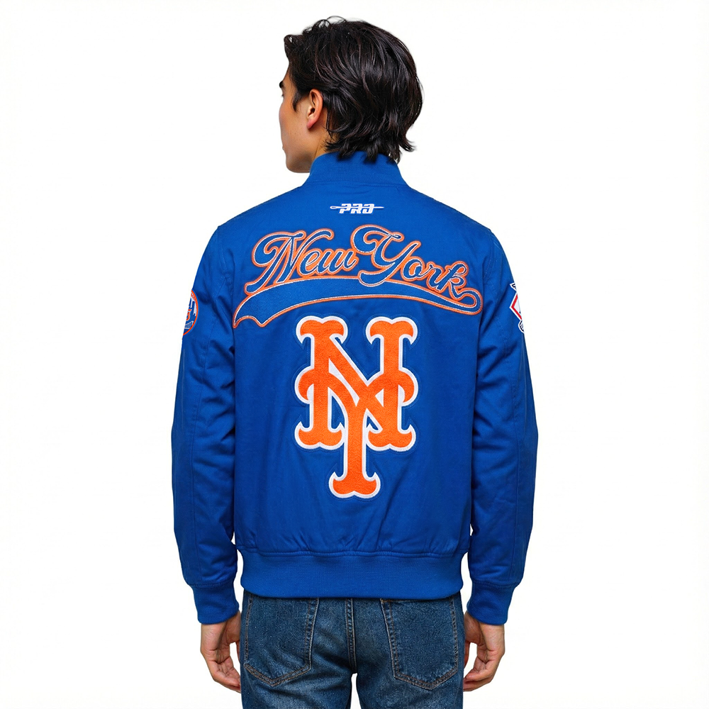 MLB NEW YORK METS LIVING LARGE MEN'S TWILL JACKET (ROYAL BLUE)