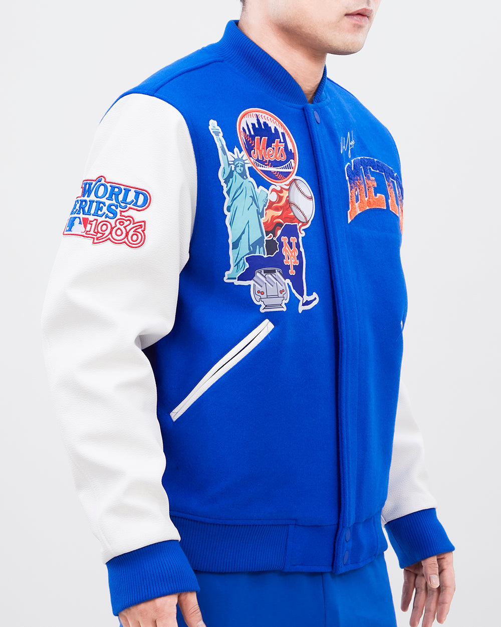 Heather Gray New York Mets Pro Standard Crest Wool Varsity Jacket M