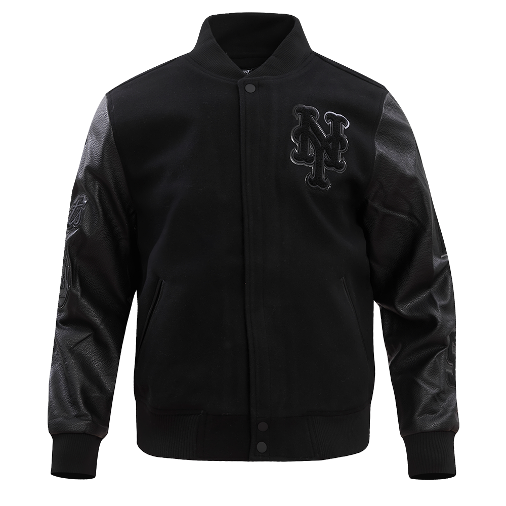 MLB NEW YORK METS TRIPLE BLACK WOOL MEN S VARSITY JACKET TRIPLE