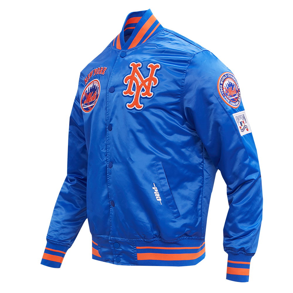 MLB NEW YORK METS RETRO CLASSIC MEN S RIB SATIN JACKET ROYAL ORANGE R Pro Standard