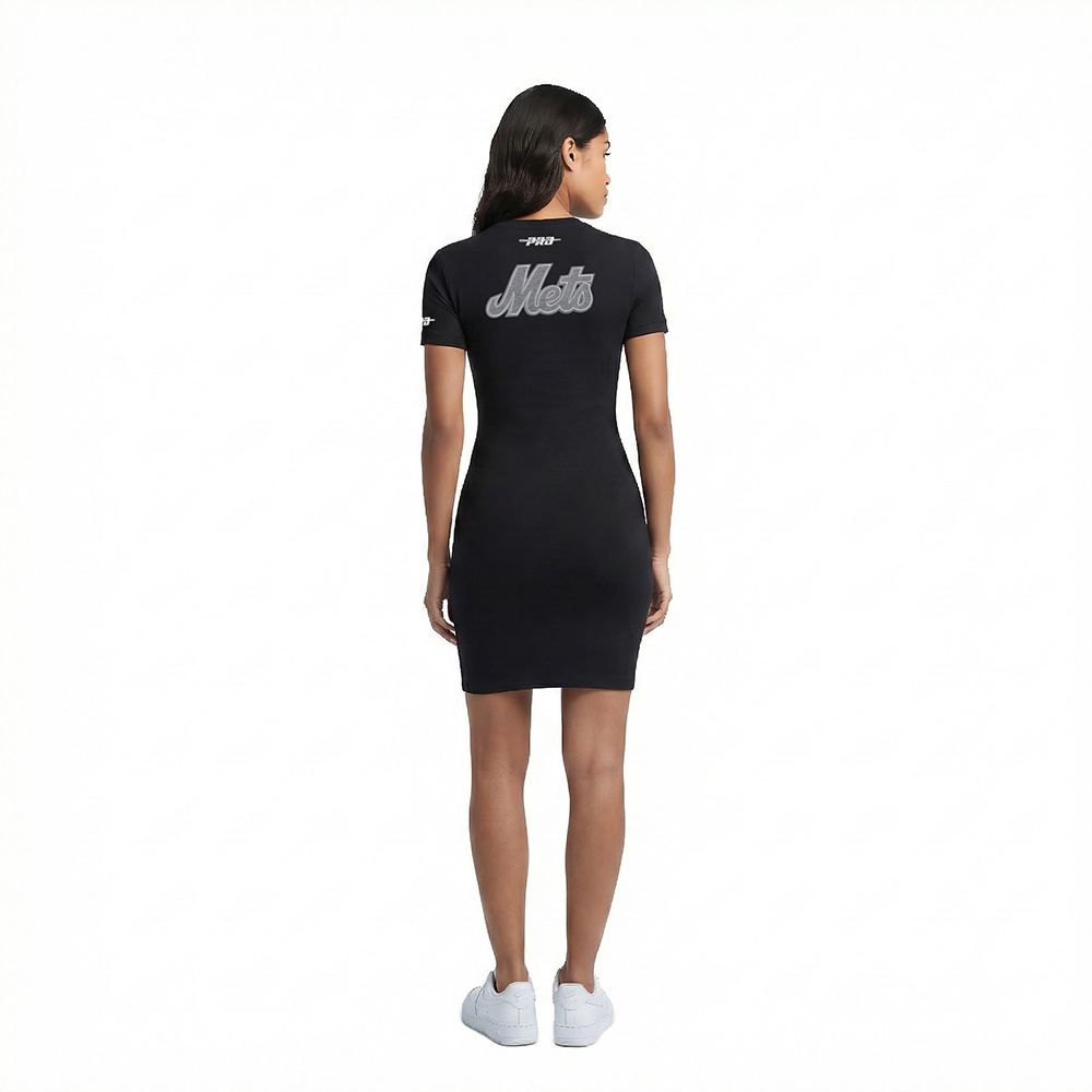 MLB NEW YORK METS REVERSE FRENCH TERRY WOMEN'S BODYCON DRESS (BLACK)