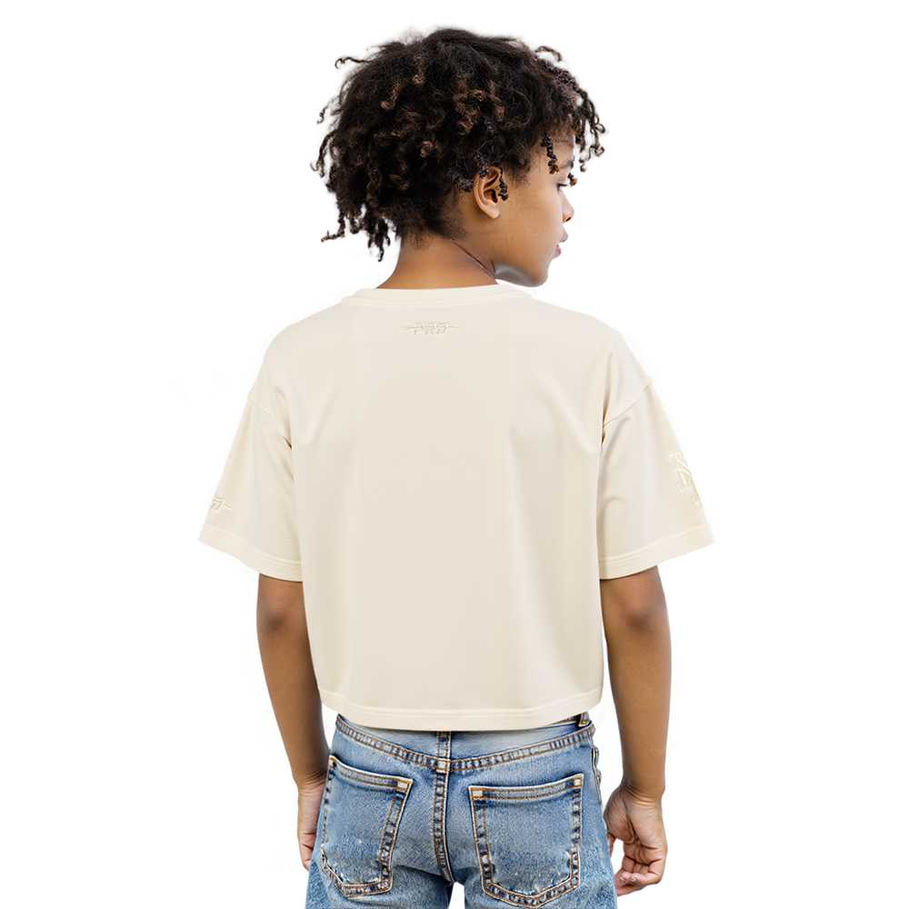 MLB NEW YORK METS NEUTRAL BIG GIRL'S  SS BOXY TEE (EGGSHELL)