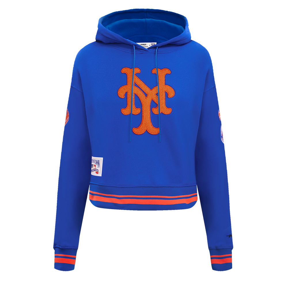 MLB NEW YORK METS RETRO CLASSIC WOMEN S RIB CROPPED PO HOODIE