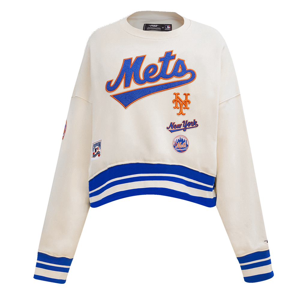MLB NEW YORK METS RETRO CLASSIC WOMEN S RIB CREWNECK EGGSHELL ROYAL B Pro Standard