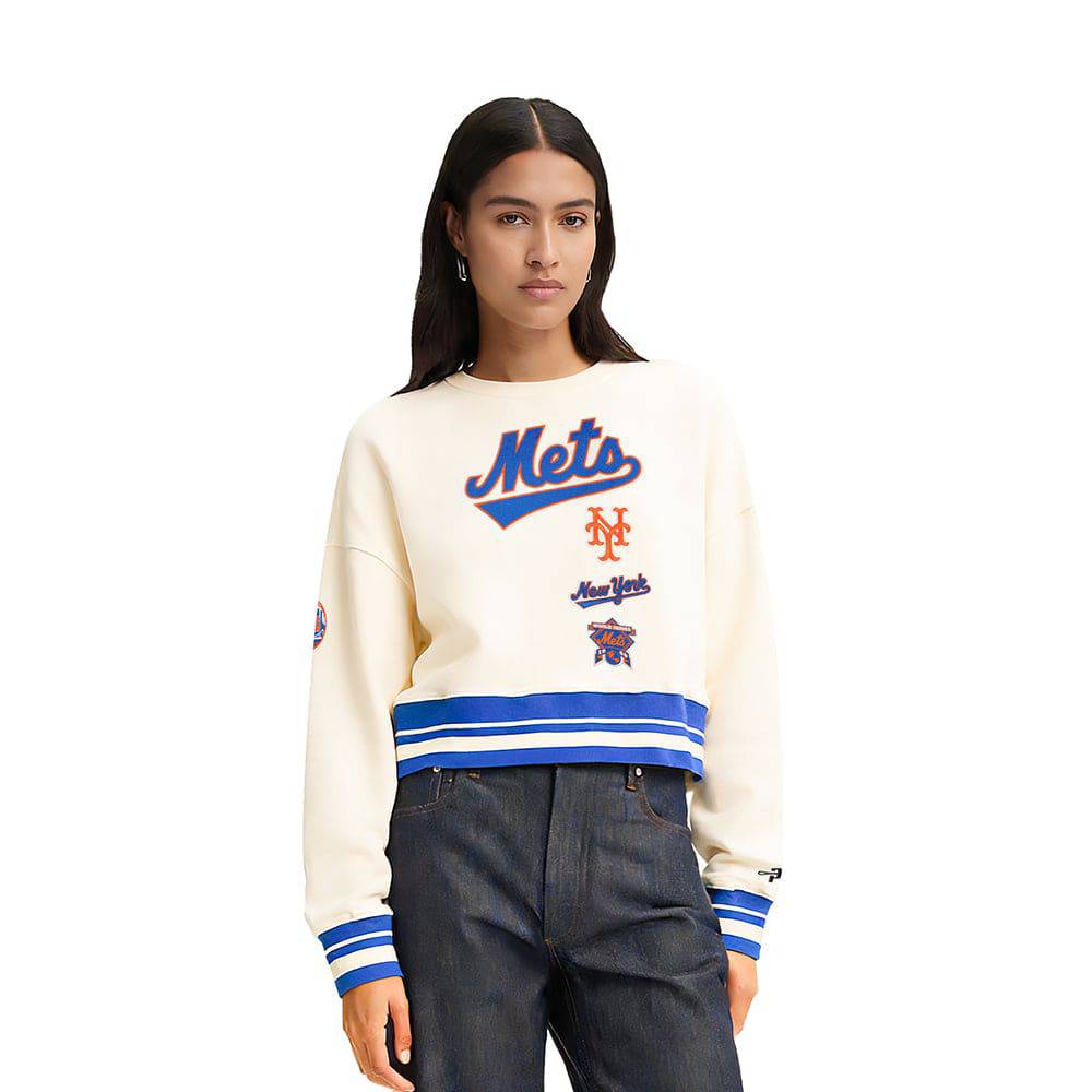 MLB NEW YORK METS RETRO CLASSICS WOMEN'S CREWNECK SWEATSHIRT (EGGSHELL ...
