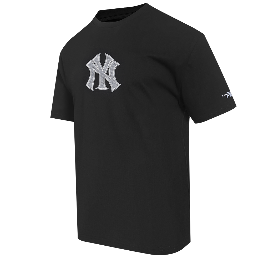 MLB NEW YORK YANKEES REVERSE FRENCH TERRY MEN'S COTTON JERSEY DROP SHOULDER TOP (BLACK)