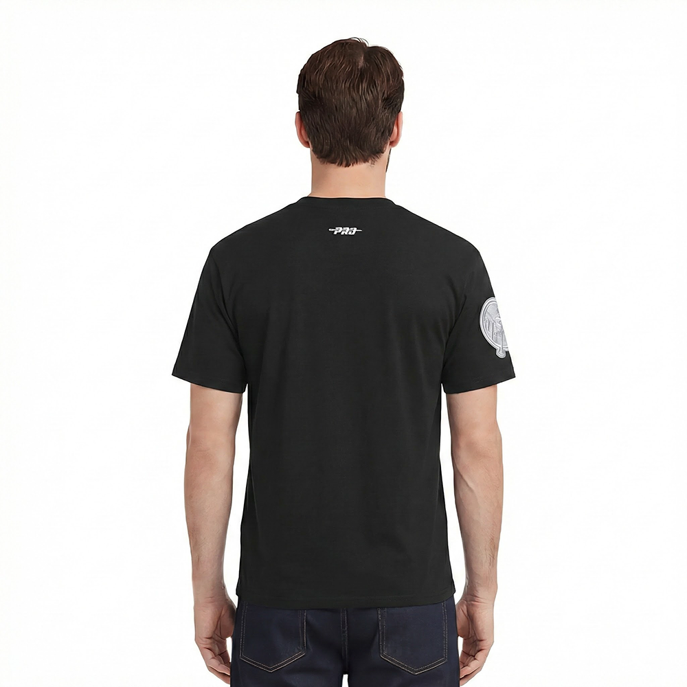 MLB NEW YORK YANKEES REVERSE FRENCH TERRY MEN'S COTTON JERSEY DROP SHOULDER TOP (BLACK)