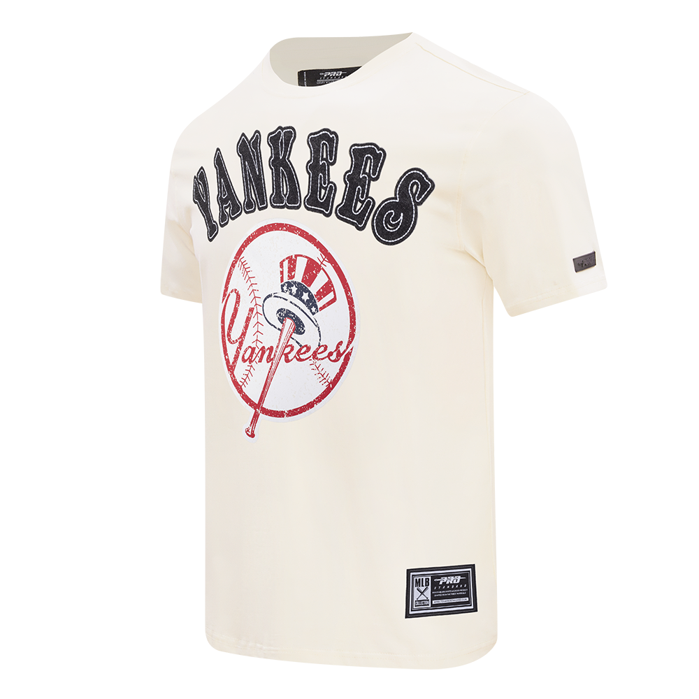 MLB NEW YORK YANKEES REBEL ATHLETICS MEN'S DENIM VARSITY JACKET (WASHED BLACK/EGGSHELL)