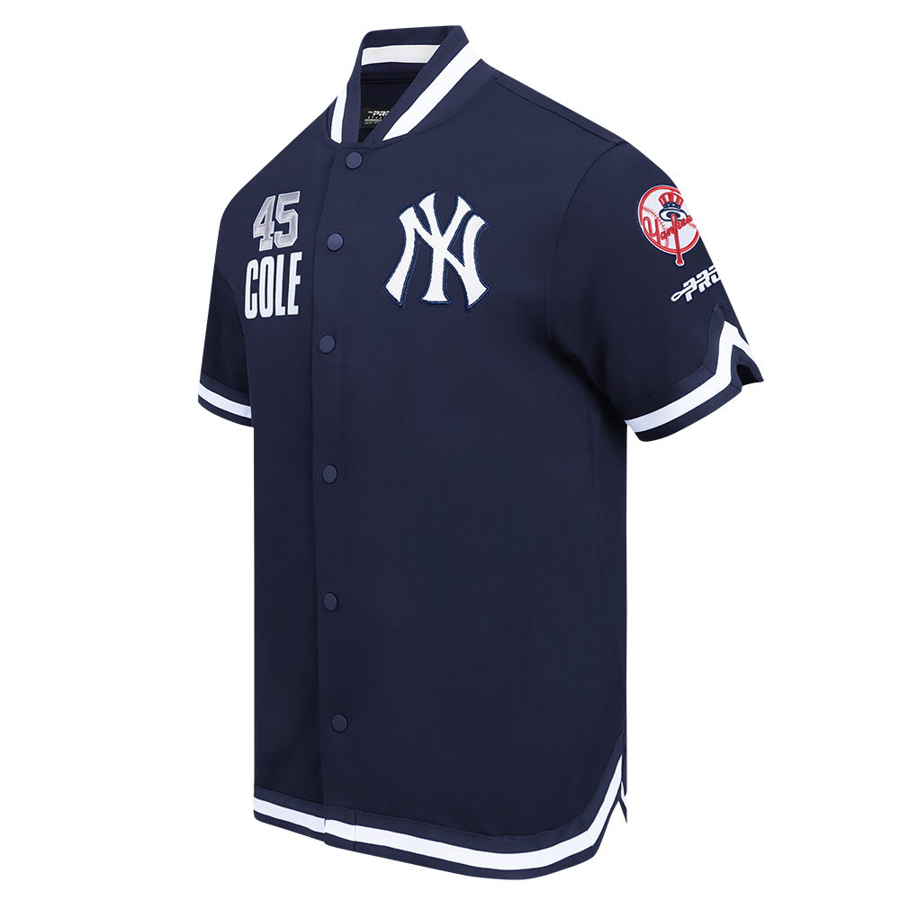 MLB NEW YORK YANKEES GERRIT COLE #45 CLASSIC PLAYER NAME AND NUMBER MEN'S BUTTON DOWN SHIRT (MIDNIGHT NAVY)