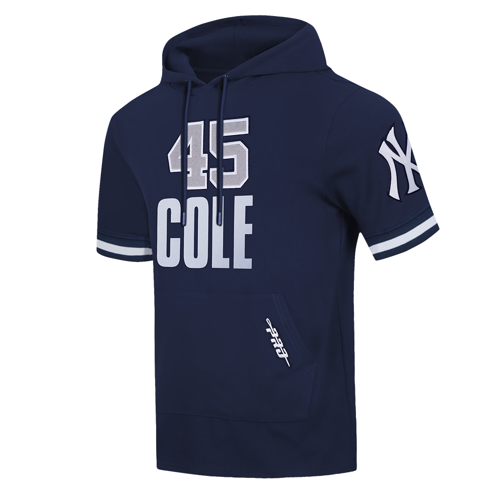 MLB NEW YORK YANKEES GERRIT COLE #45 CLASSIC PLAYER NAME AND NUMBER MEN'S SHORT SLEEVE PULLOVER HOODIE (MIDNIGHT NAVY)