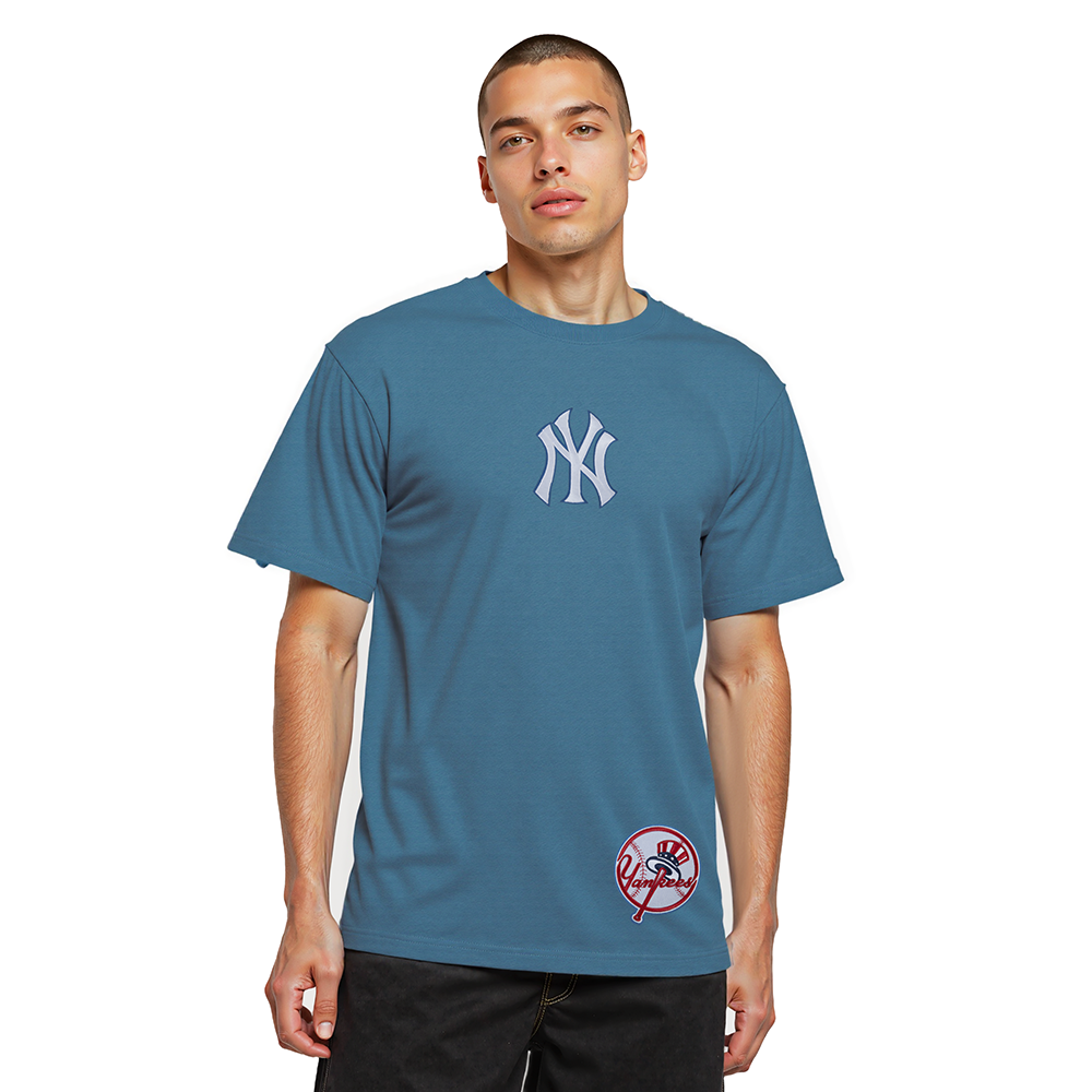 MLB NEW YORK YANKEES WINGSPAN MEN'S CJ DROP SHOULDER TEE (STEEL BLUE)