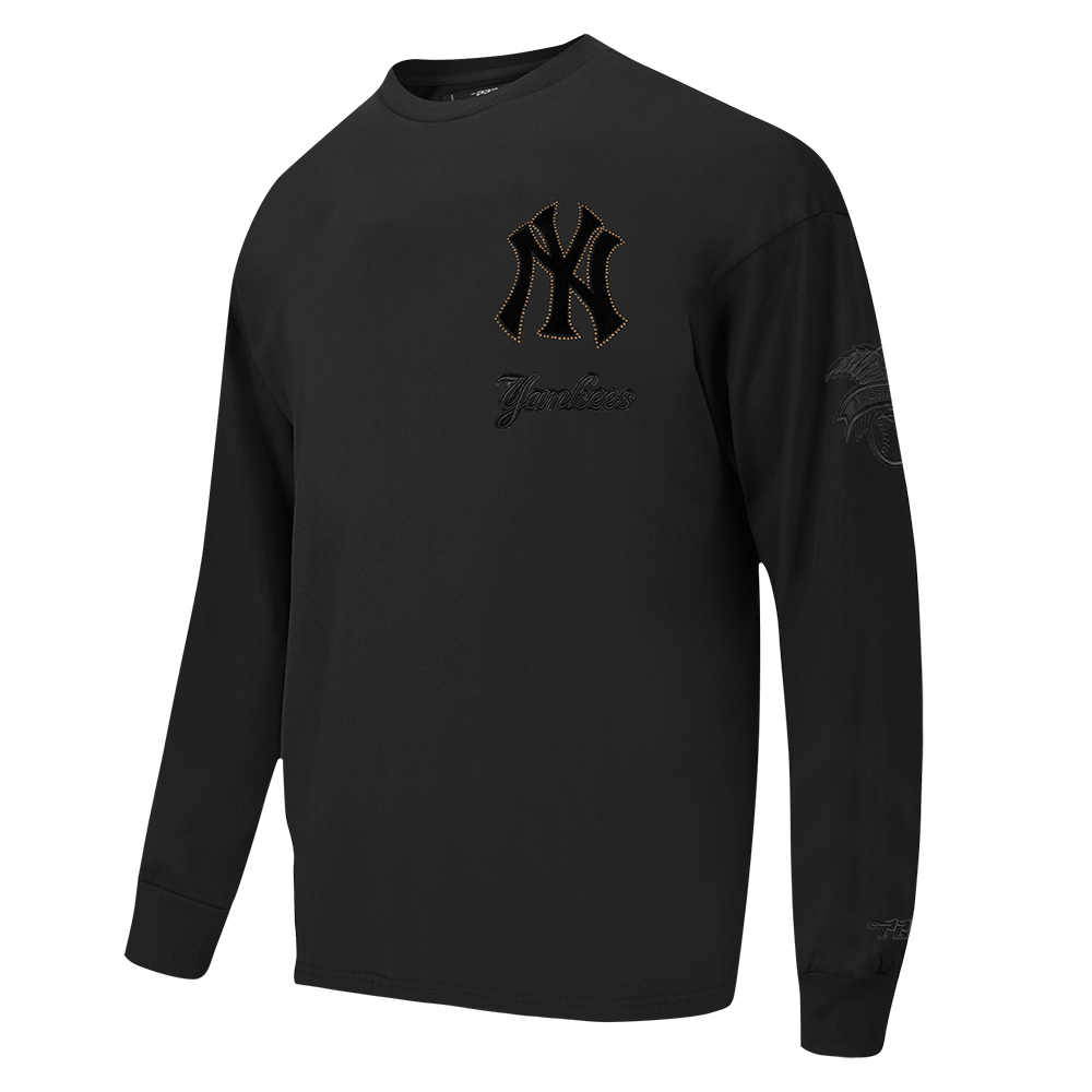 MLB NEW YORK YANKEES BLACKOUT MEN'S DROP SHOULDER LS TEE (BLACK)