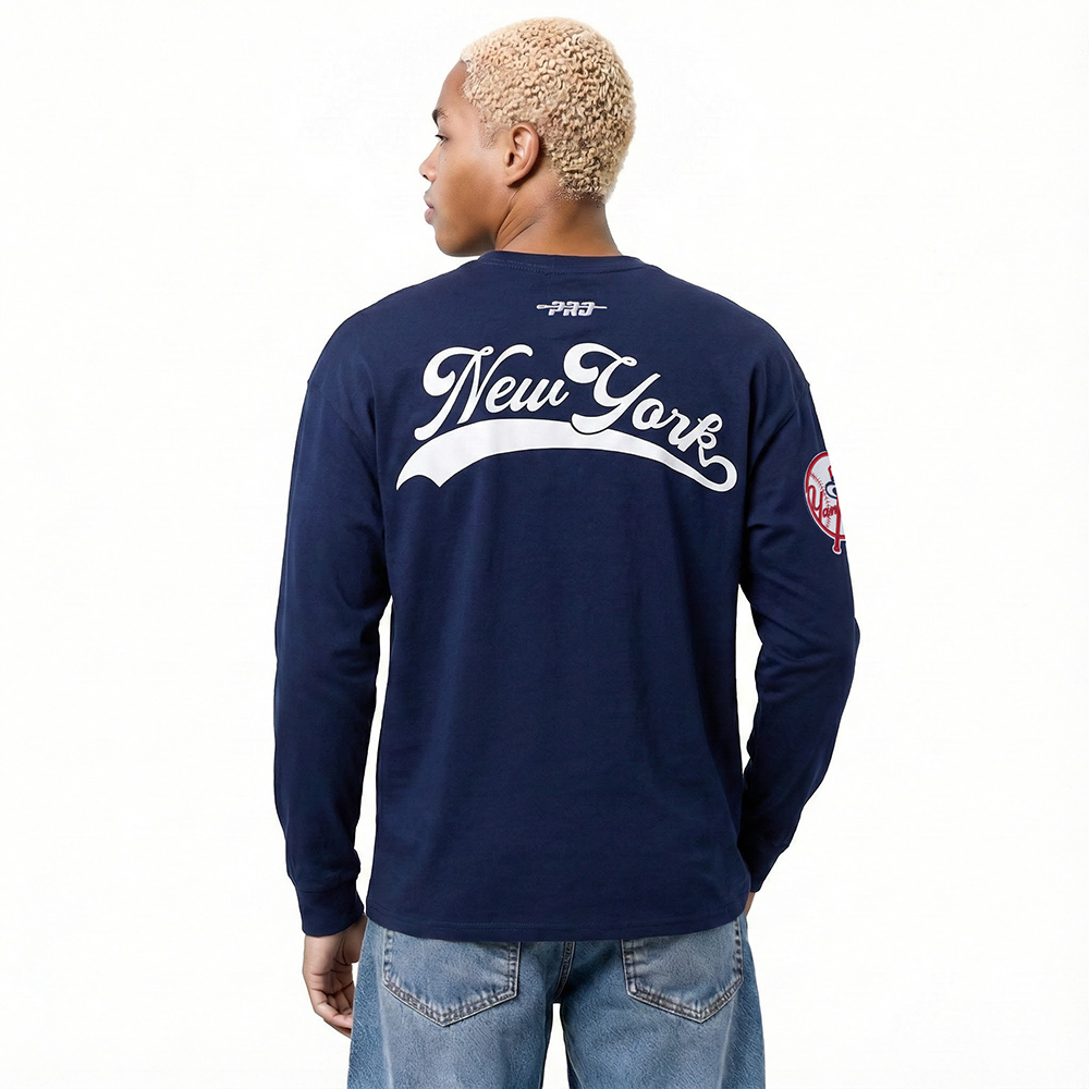 MLB NEW YORK YANKEES LIVING LARGE MEN'S DROP SHOULDER LS TOP (MIDNIGHT NAVY)