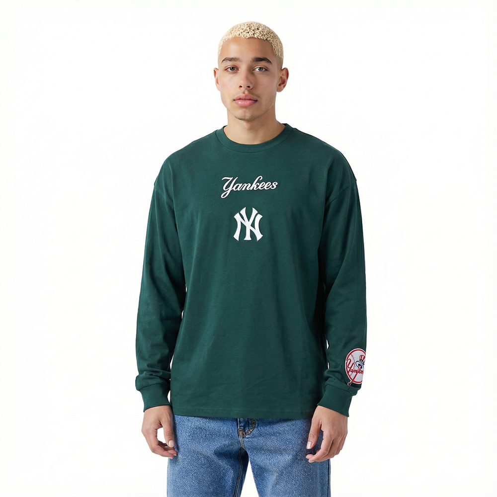 MLB NEW YORK YANKEES WINGSPAN MEN'S DROP SHOULDER LS TEE (FOREST GREEN)