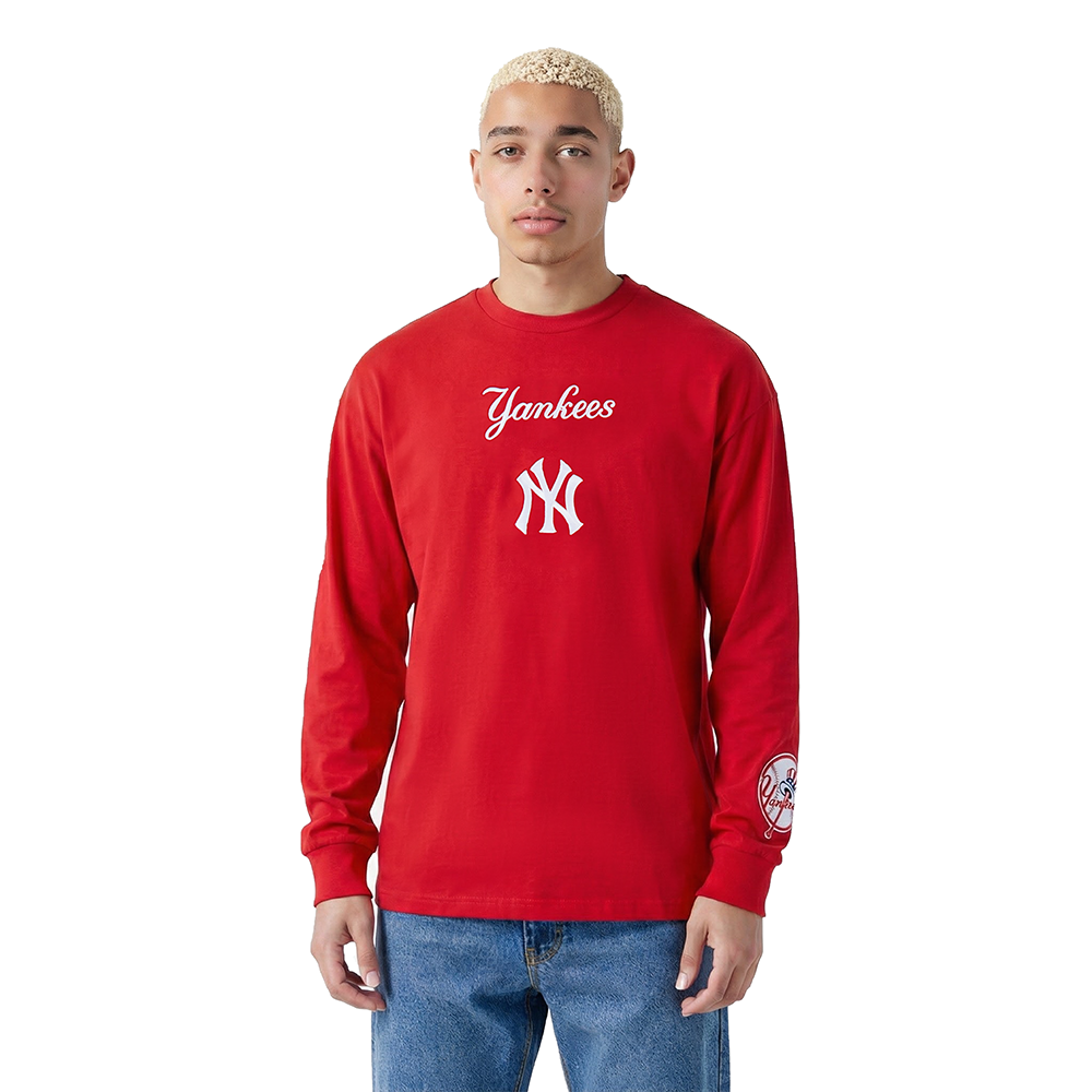 MLB NEW YORK YANKEES WINGSPAN MEN'S DROP SHOULDER LS TEE (RED)