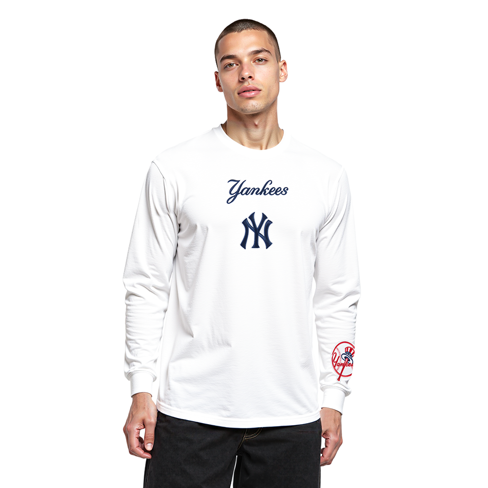 MLB NEW YORK YANKEES WINGSPAN MEN'S DROP SHOULDER LS TEE (WHITE)
