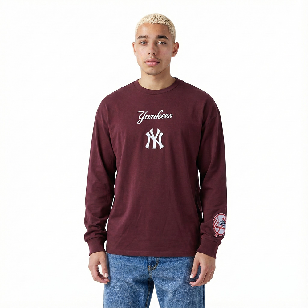 MLB NEW YORK YANKEES WINGSPAN MEN'S DROP SHOULDER LS TEE (WINE)
