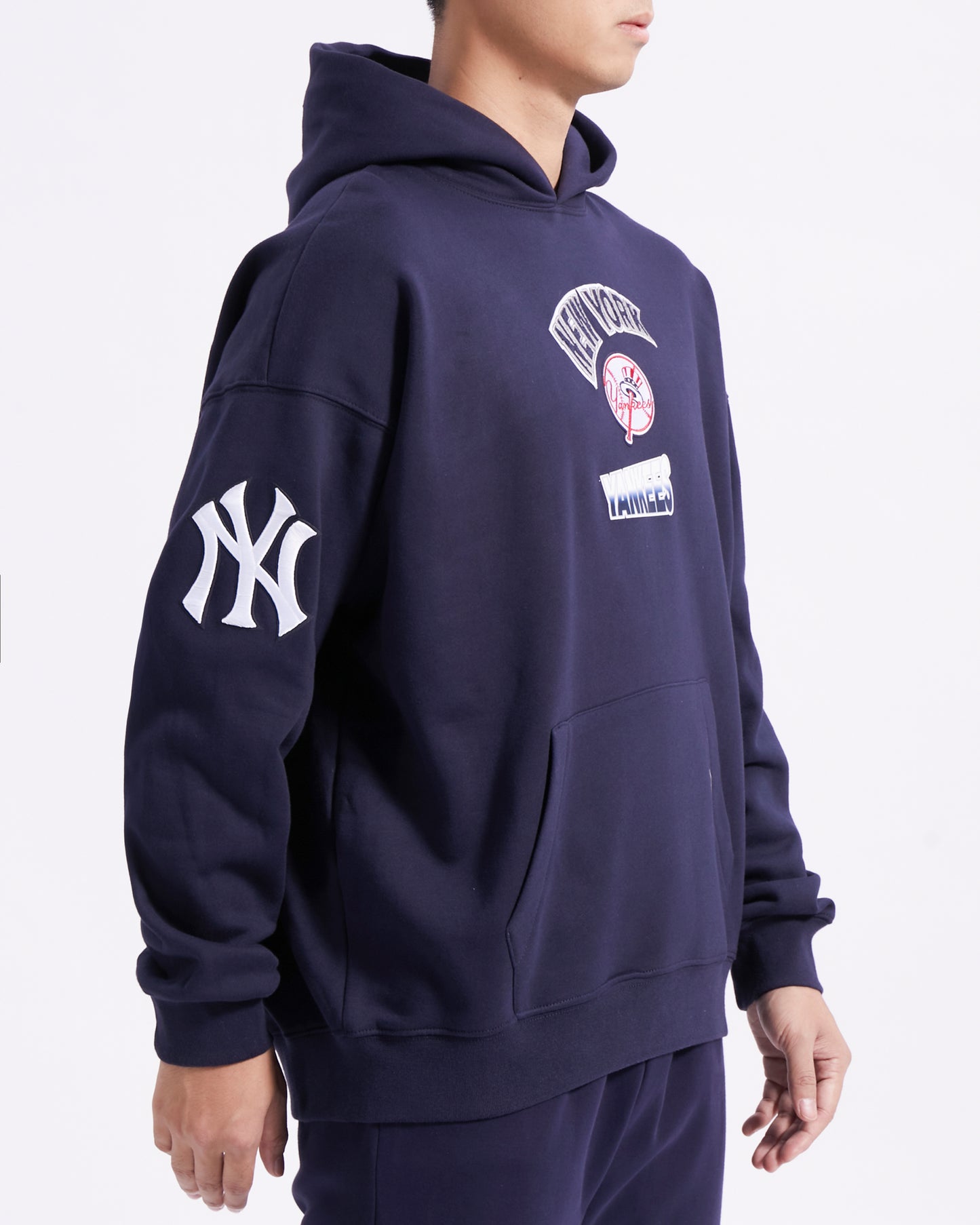 MLB NEW YORK YANKEES TURN IT UP MEN'S DROP SHOULDER FLC PO HOODIE (MIDNIGHT NAVY)