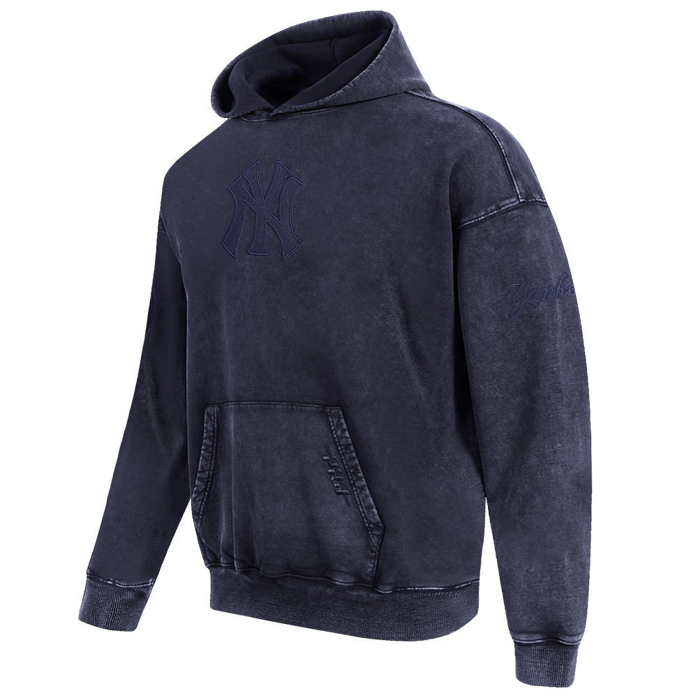 MLB NEW YORK YANKEES WASHED CLASSIC MEN'S ENZYME WASH DROP SHOULDER PO HOODIE (WASHED MIDNIGHT NAVY)