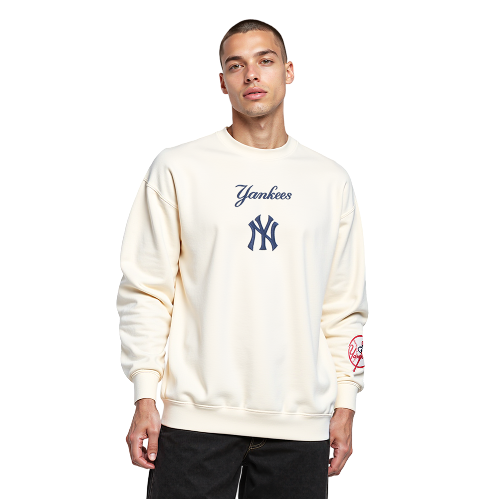 MLB NEW YORK YANKEES WINGSPAN MEN'S DROP SHOULDER FLC CREWNECK (EGGSHELL)