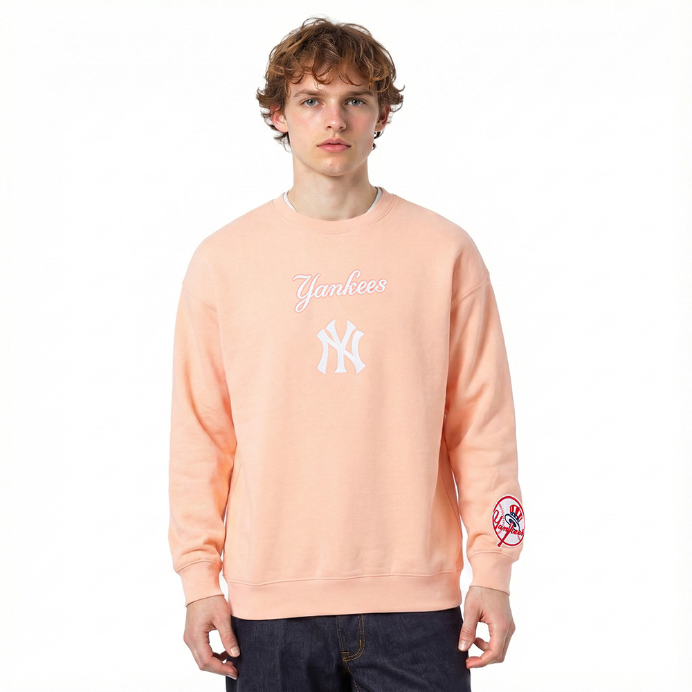 MLB NEW YORK YANKEES WINGSPAN MEN'S DROP SHOULDER FLC CREWNECK (GUAVA)