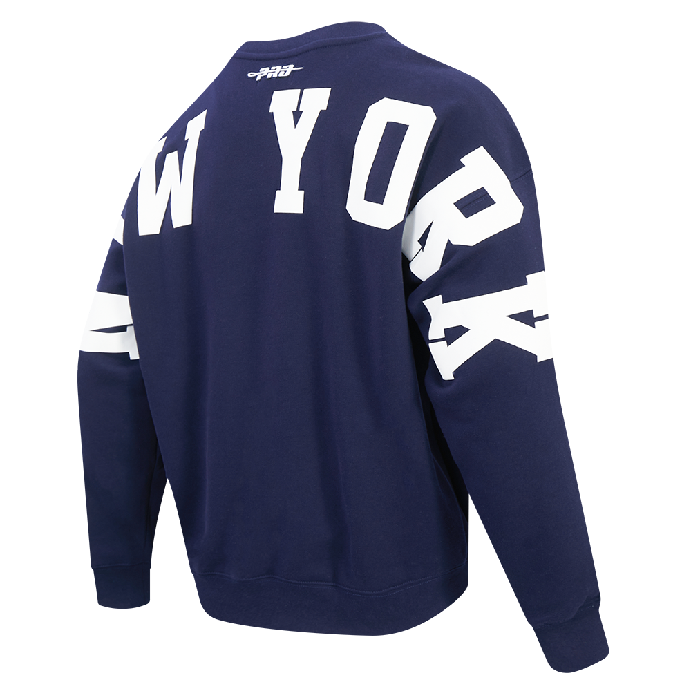 MLB NEW YORK YANKEES WINGSPAN MEN'S DROP SHOULDER FLC CREWNECK (MIDNIGHT NAVY)